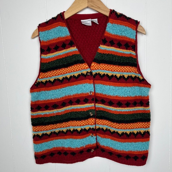 Hasting & Smith Sweaters - Vintage Hasting & Smith Women's Fair Isle Geometric Knit Sweater Vest Large